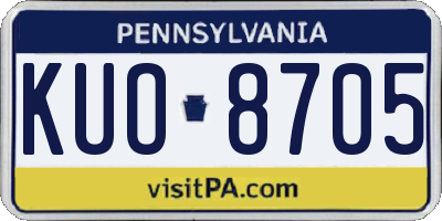 PA license plate KUO8705