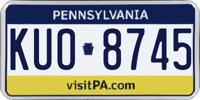 PA license plate KUO8745