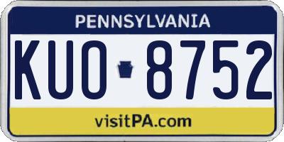 PA license plate KUO8752