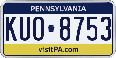 PA license plate KUO8753