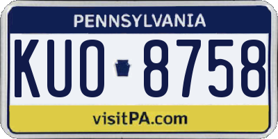 PA license plate KUO8758