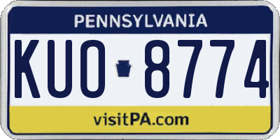 PA license plate KUO8774