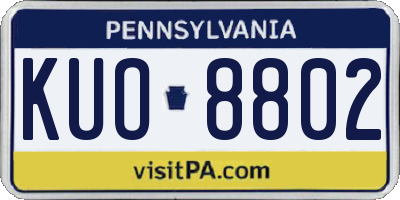 PA license plate KUO8802