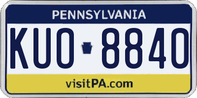 PA license plate KUO8840