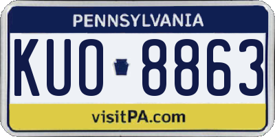 PA license plate KUO8863