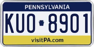 PA license plate KUO8901