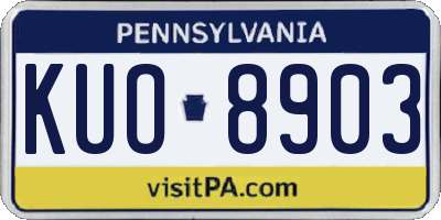 PA license plate KUO8903