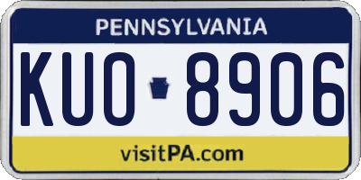 PA license plate KUO8906