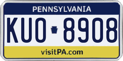 PA license plate KUO8908