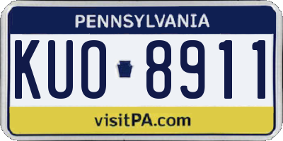 PA license plate KUO8911