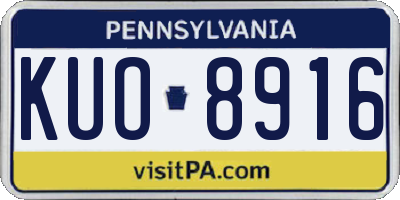PA license plate KUO8916