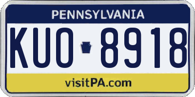 PA license plate KUO8918