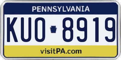 PA license plate KUO8919