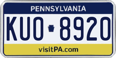 PA license plate KUO8920