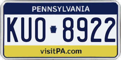 PA license plate KUO8922