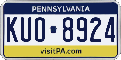 PA license plate KUO8924