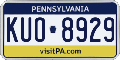 PA license plate KUO8929