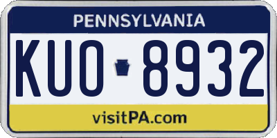 PA license plate KUO8932