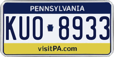 PA license plate KUO8933