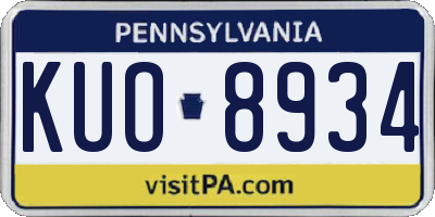 PA license plate KUO8934