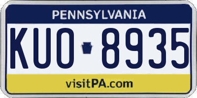 PA license plate KUO8935