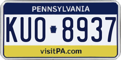 PA license plate KUO8937
