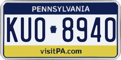 PA license plate KUO8940