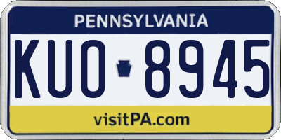 PA license plate KUO8945