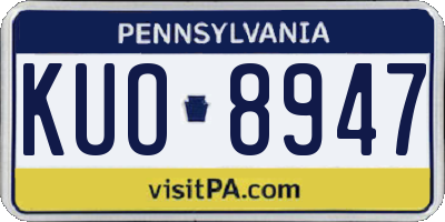 PA license plate KUO8947