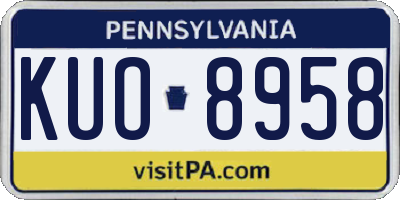 PA license plate KUO8958