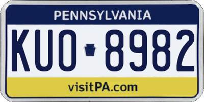 PA license plate KUO8982