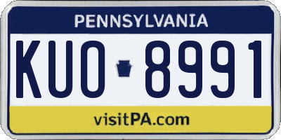 PA license plate KUO8991