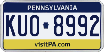 PA license plate KUO8992