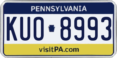 PA license plate KUO8993