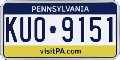 PA license plate KUO9151
