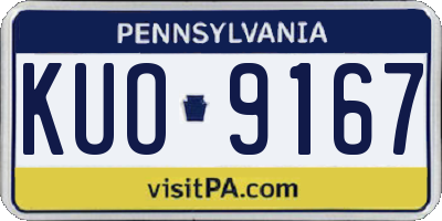 PA license plate KUO9167