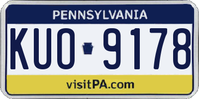 PA license plate KUO9178