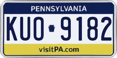 PA license plate KUO9182