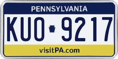 PA license plate KUO9217