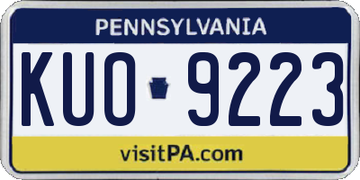 PA license plate KUO9223