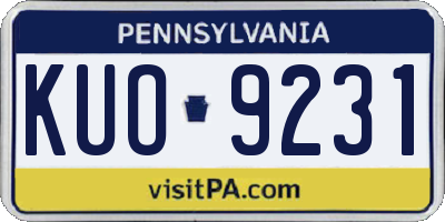 PA license plate KUO9231