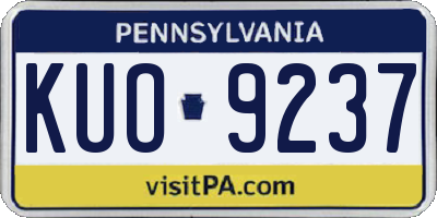 PA license plate KUO9237