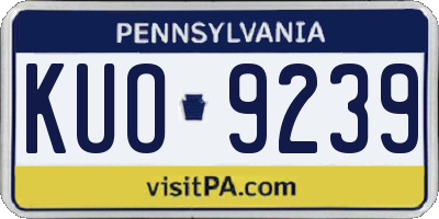 PA license plate KUO9239
