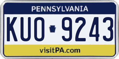 PA license plate KUO9243