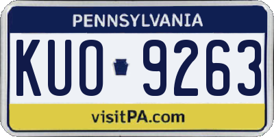 PA license plate KUO9263