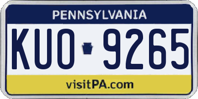 PA license plate KUO9265