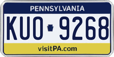 PA license plate KUO9268