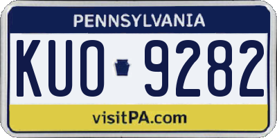 PA license plate KUO9282