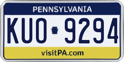 PA license plate KUO9294