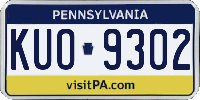 PA license plate KUO9302